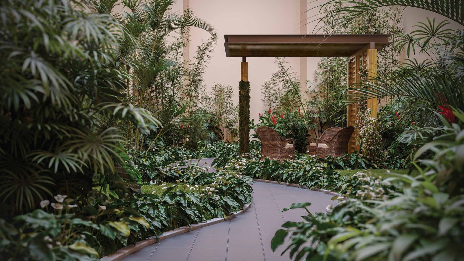 The seniors gazebo within tropical planting