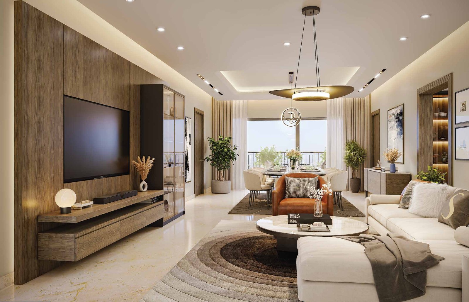 The living and dining area